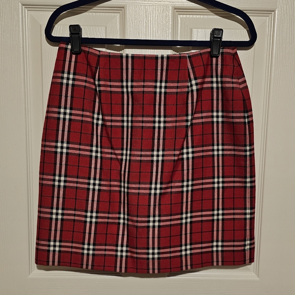 Vintage Petite Sophisticate Plaid Women's Skirt - Red White Black Sz 10P